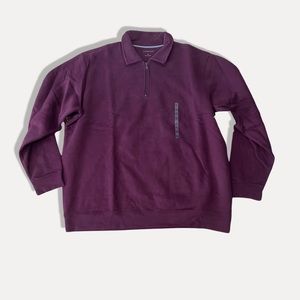 Croft & Barrow Men’s Quarter Zip Size XL Burgundy Fleece Long Sleeve NWT